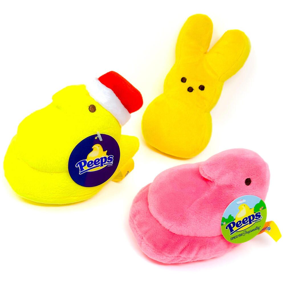 Marshmallow Peeps Plush Chicks Bunny Santa Hat Yellow Pink Easter Doll Toy‎ 🐣
